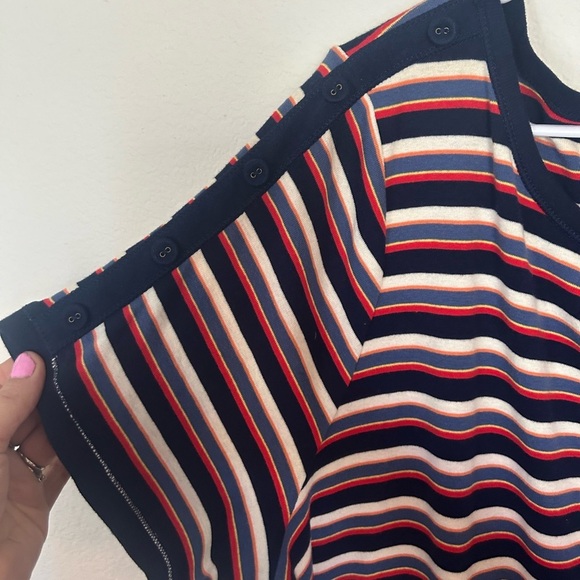 Ralph Lauren Multi Color Stripped 100% Cotton Midi Dress Button Sleeve Detail - Picture 6 of 9